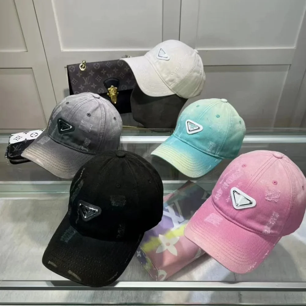 Prada Triangle Logo Distressed Cap