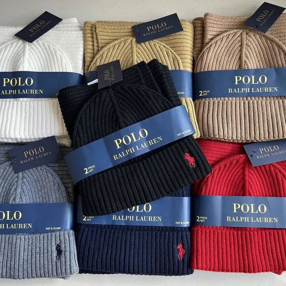Polo Ralph Lauren Ribbed Knit Hat & Scarf Set